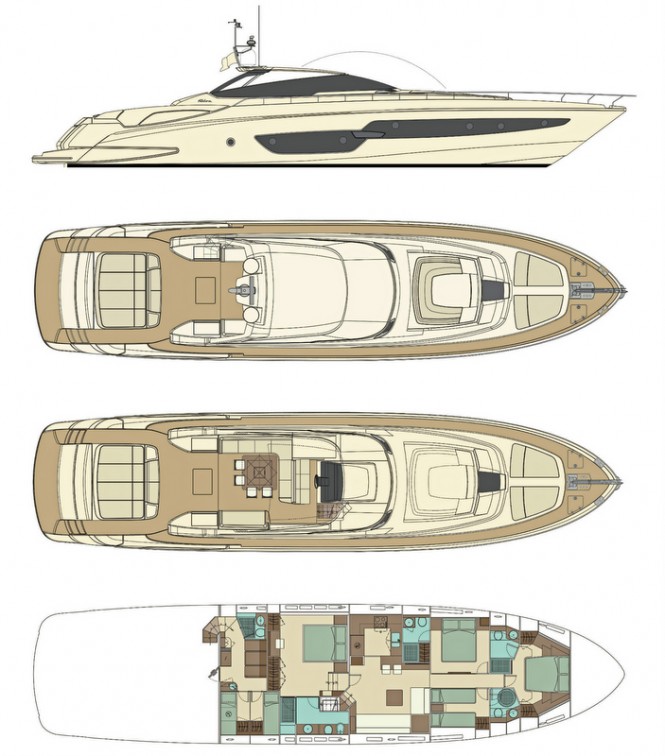 Superyacht Riva 88 Miami - Layout Superyacht Riva 88 Miami - Layout