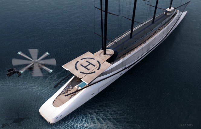 Aerial view of Phoenicia II superyacht concept Aerial view of Phoenicia II superyacht concept