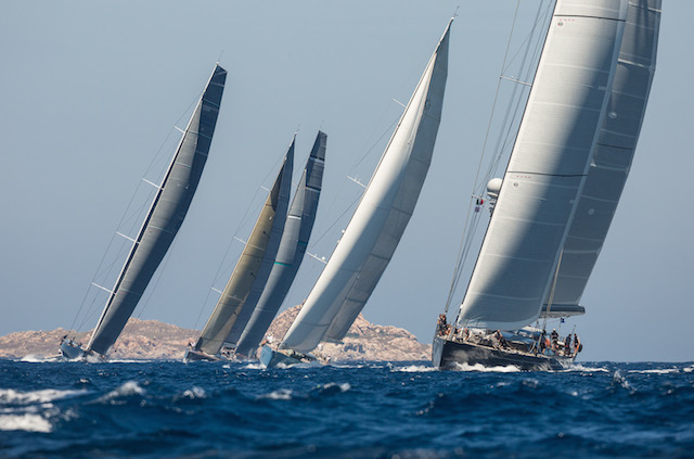 After staggered starts the fleet compressed as they rounded the islands of La Maddalena Jeff Brown | Superyacht Media After staggered starts the fleet compressed as they rounded the islands of La Maddalena Jeff Brown | Superyacht Media