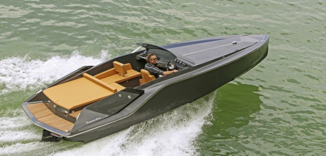 Frauscher 747 Mirage yacht tender from above Frauscher 747 Mirage yacht tender from above