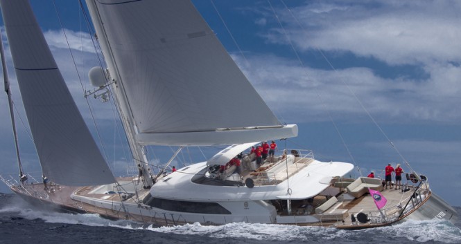 Luxury sailing yacht Clan VIII competing in the St Barth Bucket 2014 Luxury sailing yacht Clan VIII competing in the St Barth Bucket 2014