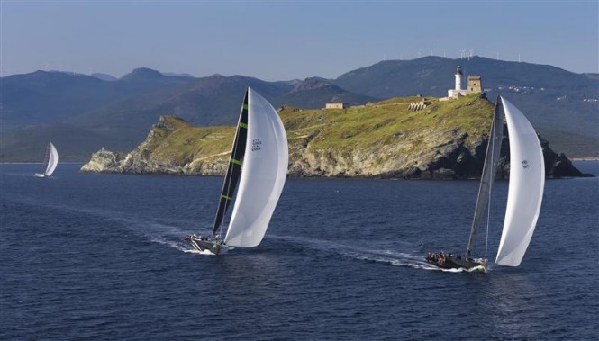 Mini Maxis JETHOU (GBR), STIG (ITA) and ALEGRE (GBR) reach the Giraglia rock at daybreak in the 2013 race - Image by Rolex Carlo Borlenghi Mini Maxis JETHOU (GBR), STIG (ITA) and ALEGRE (GBR) reach the Giraglia rock at daybreak in the 2013 race - Image by Rolex Carlo Borlenghi