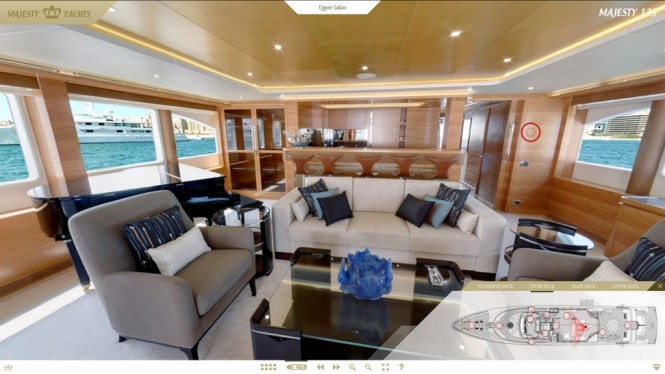 Screen shot of luxury yacht Majesty 135 Entertainment Room Screen shot of luxury yacht Majesty 135 Entertainment Room