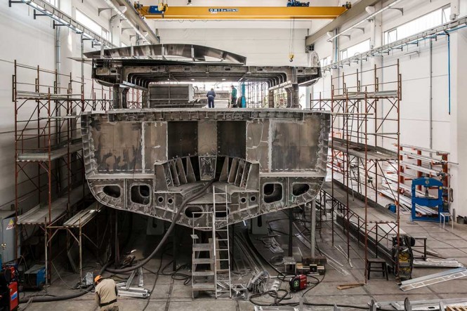 Works on motor yacht WIDER 150′ superstructure
