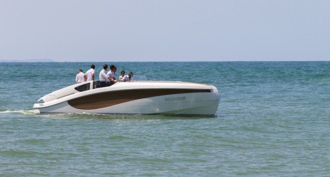 Wider 32 yacht tender underway Wider 32 yacht tender underway