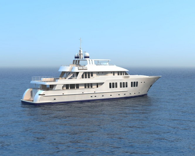 135ft JFA luxury yacht - aft view 135ft JFA luxury yacht - aft view