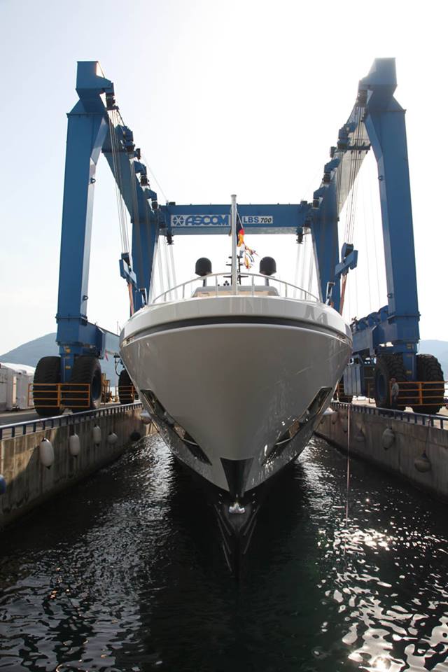 Baglietto Yacht Hull 10216 on the water Baglietto Yacht Hull 10216 on the water