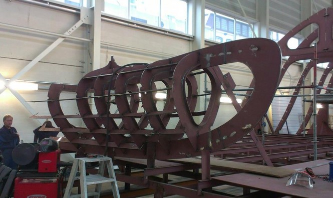 Balk Shipyard working on new bow section for motor yacht Seven Sins Balk Shipyard working on new bow section for motor yacht Seven Sins