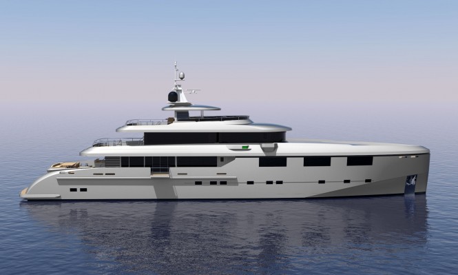 Luxury motor yacht Heysea 50M - side view Luxury motor yacht Heysea 50M - side view