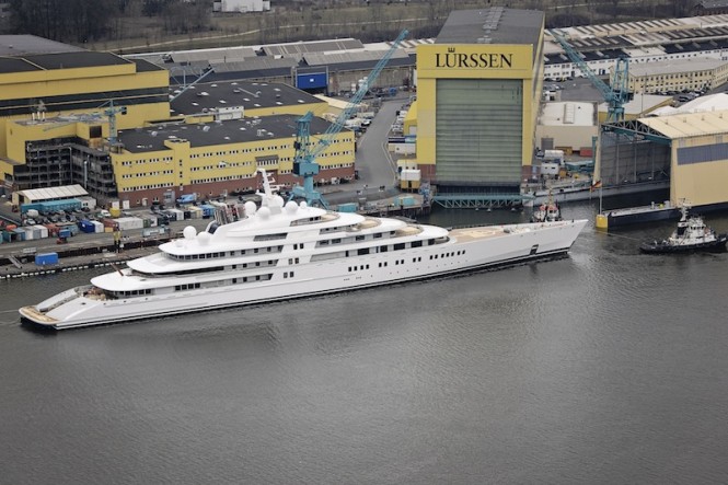 Launch of 103m motor yacht Project QUANTUM BLUE at Lurssen