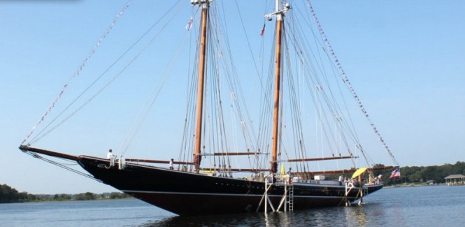 Launch of 43m sailing yacht COLUMBIA at Eastern Shipbuilding