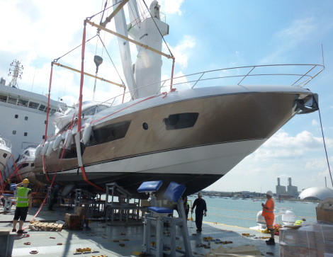 In addition to “ALFA QUATTRO”, Sunseeker London have shipped a 80 Sport Yacht and a Manhattan 55 to France ahead of the Cannes Boat Show in September