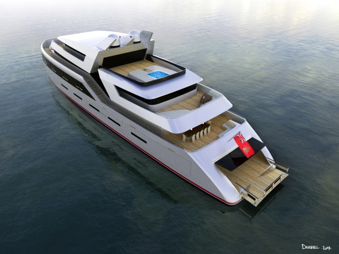 Luxury motor yacht Vice Versa concept - aft view Luxury motor yacht Vice Versa concept - aft view