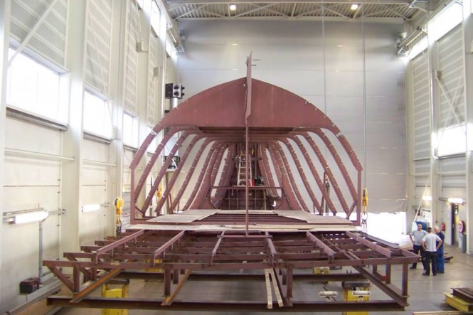 New bow section for motor yacht Seven Sins - Photo credit to Balk Shipyard New bow section for motor yacht Seven Sins - Photo credit to Balk Shipyard