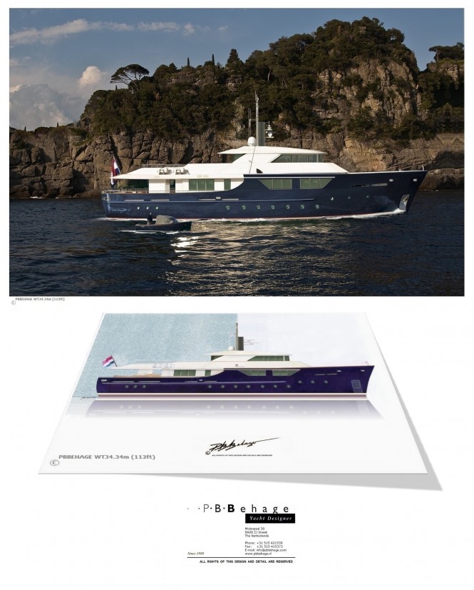 New 34.34m motor yacht concept by PB BEHAGE