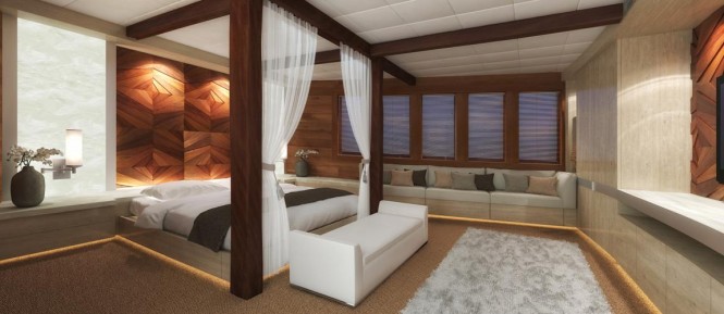 LAMIMA Yacht - Master Stateroom Rendering LAMIMA Yacht - Master Stateroom Rendering