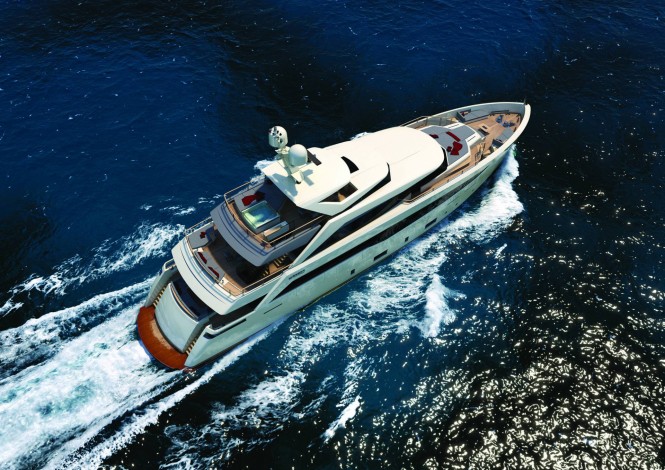 Luxury yacht SF40 from above Luxury yacht SF40 from above