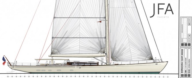 New 38m Sailing Yacht Concept for JFA Yachts introduced by Barracuda Yacht Design at MYS 2014