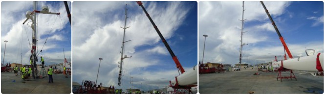 RSB Rigging Solutions re-steps 65m mast onboard 56m Perini Navi superyacht ASAHI