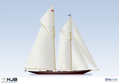 Keel of 50m Dykstra Sailing Yacht RAINBOW II laid by Holland Jachtbouw