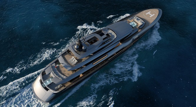 Super yacht M57 Eidos project - top view Super yacht M57 Eidos project - top view