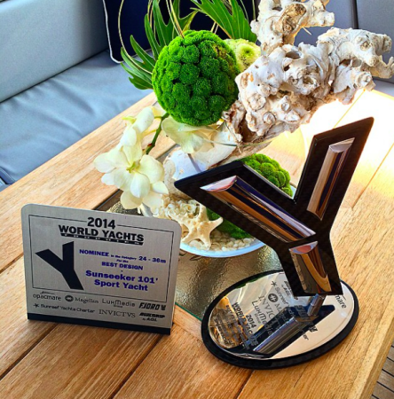 The Sunseeker 101 Sport Yacht was awarded the “Best Exterior Design” at the LuxMedia World Yachts Trophies on September 13th The Sunseeker 101 Sport Yacht was awarded the “Best Exterior Design” at the LuxMedia World Yachts Trophies on September 13th