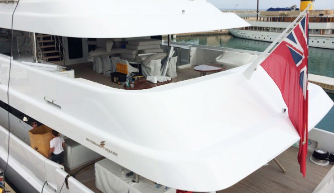 Superstructure colour match transformation for 56m motor yacht TURQUOISE by Wild Group