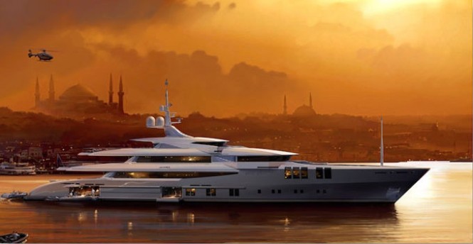 Sunrise Yachts and John Staluppi Market 68m motor yacht Project SKYFALL