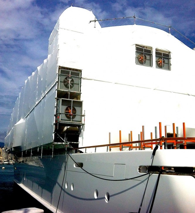 74m Amels motor yacht ILONA back at STP Palma for new paint job by PURE Superyacht Refit