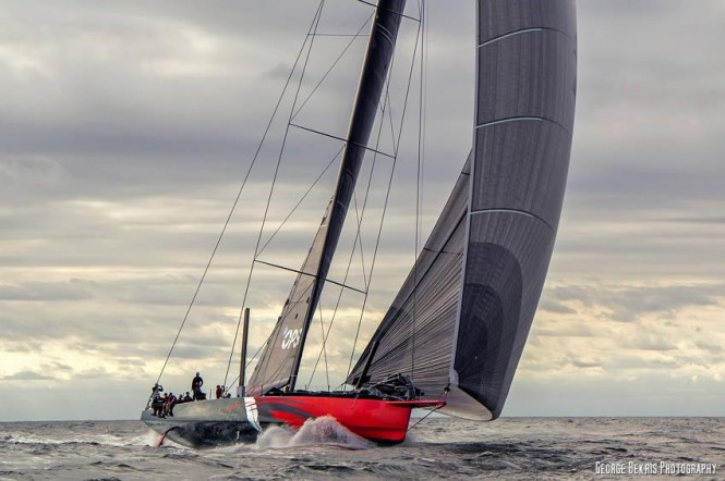 Initial testing for 30,5m Hodgdon racing yacht COMANCHE in Newport, Rhode Island