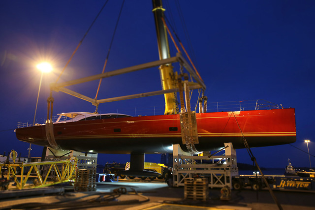 Launch of new 35m Baltic 116 Custom sailing yacht DORYAN at Baltic Yachts