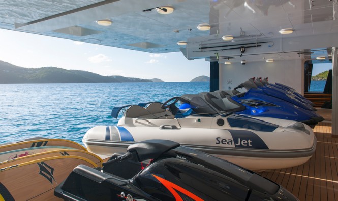 Motor yacht Solandge - Tender garage - Photo by Klaus Jordan Motor yacht Solandge - Tender garage - Photo by Klaus Jordan