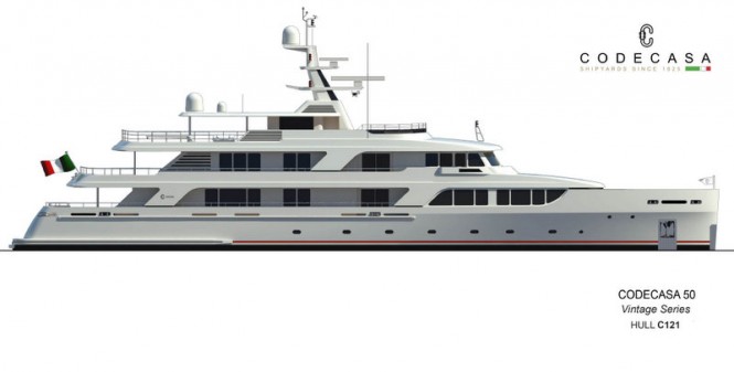 Rendering of Codecasa 50 - Vintage Series super yacht Project Falcon (Hull C121) Rendering of Codecasa 50 - Vintage Series super yacht Project Falcon (Hull C121)