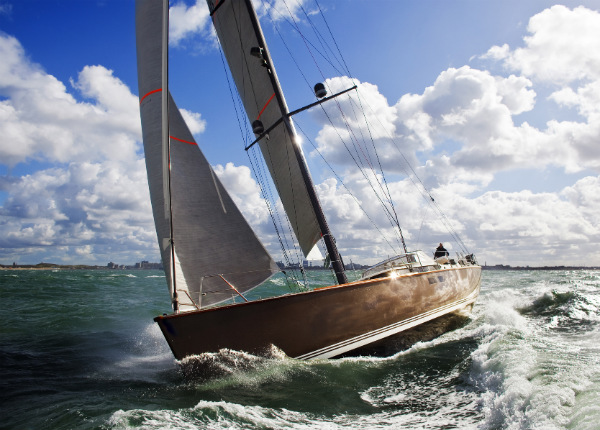 Piet Brouwer working on electrical installation on board new sailing yacht Contest 72