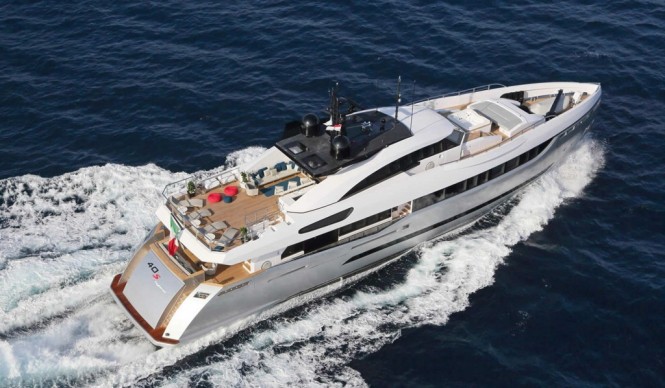 Superyacht Columbus Sport Hybrid 40M from above Superyacht Columbus Sport Hybrid 40M from above