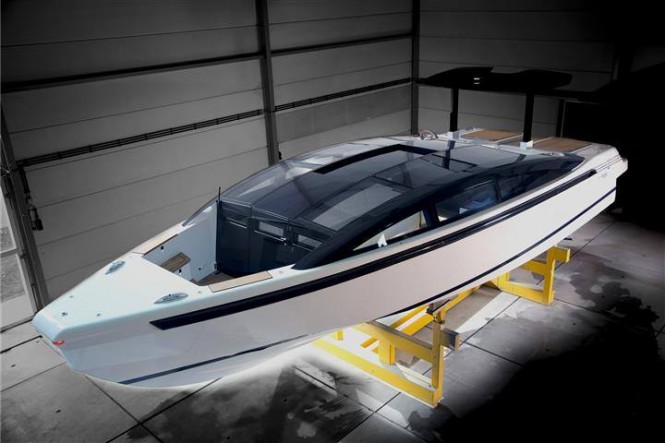 Tender to superyacht YALLA from above Tender to superyacht YALLA from above