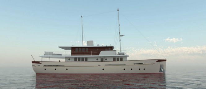New 34m motor yacht Project Oldesalt under construction at Aegean Yacht