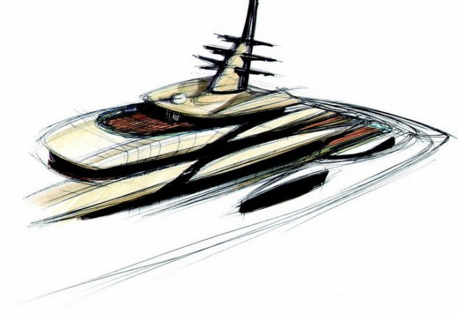 Golden Wings superyacht concept - Sketch Golden Wings superyacht concept - Sketch