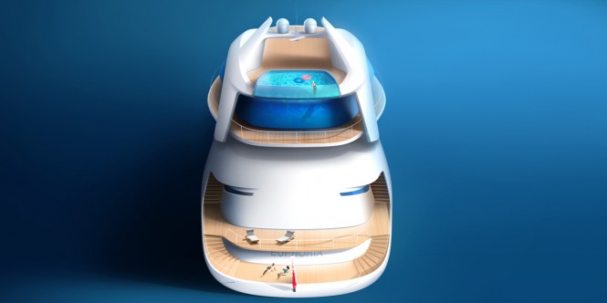 Luxury yacht Euphoria concept - aft view Luxury yacht Euphoria concept - aft view