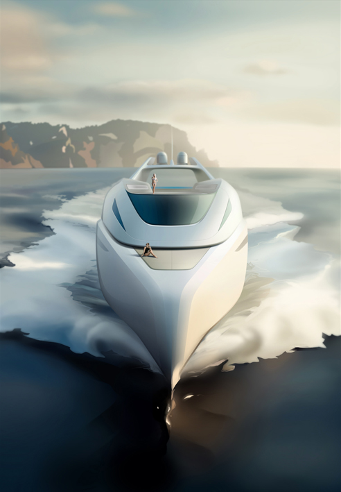 Luxury yacht Euphoria concept - front view Luxury yacht Euphoria concept - front view