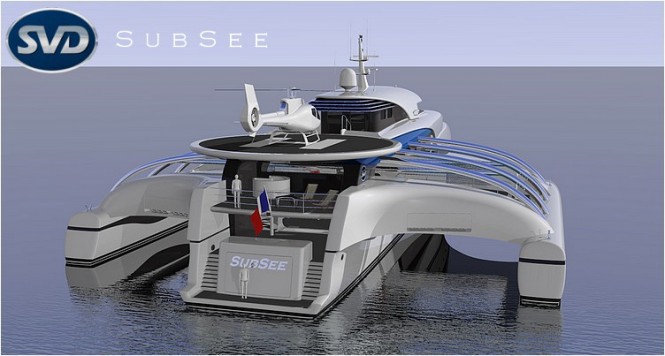 Subsee Yacht Concept - Helideck located afterwards can accomodate a wide variety of civilian aircrafts Subsee Yacht Concept - Helideck located afterwards can accomodate a wide variety of civilian aircrafts