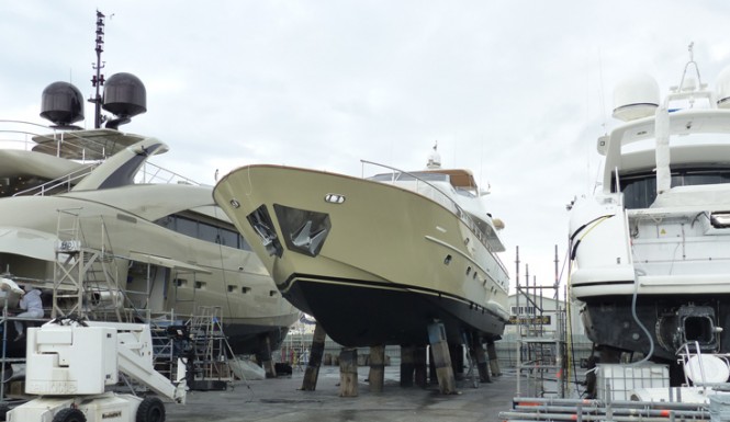 XOne yacht in refit yard after hull transformation by Wild Group XOne yacht in refit yard after hull transformation by Wild Group
