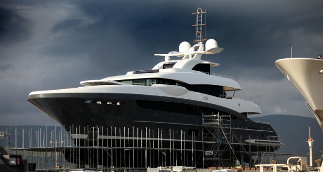 50m Heesen motor yacht SKY under refit at Monaco Marine’s La Ciotat shipyard