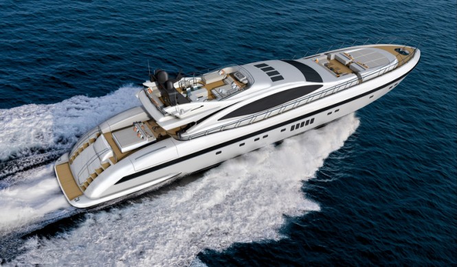 First Mangusta 132 superyacht from above First Mangusta 132 superyacht from above
