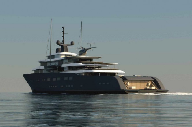 Luxury yacht X-Ballet concept - aft view Luxury yacht X-Ballet concept - aft view
