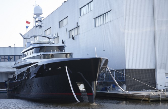New 46m motor yacht KISS (hull #689) launched by Feadship on Valentine’s Day