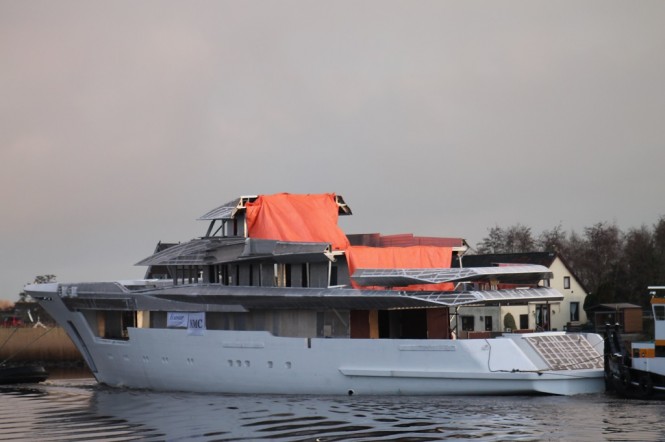 Bannenberg & Rowell-designed 70m motor yacht Hull 812 enters dry dock at Feadship Royal van Lent yard