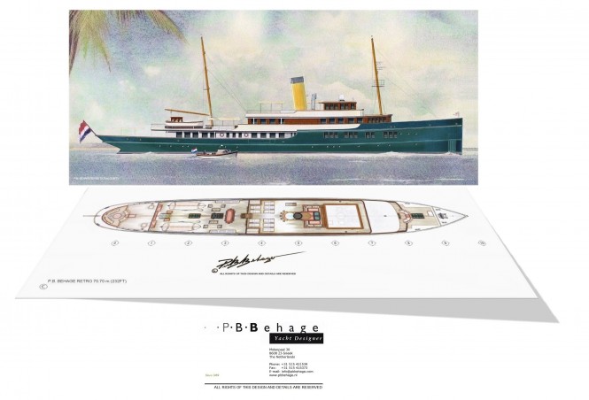 Latest mega yacht RETRO 70.70m concept by PB Behage