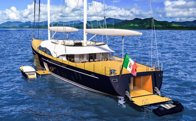Luxury yacht Helios concept - aft view Luxury yacht Helios concept - aft view