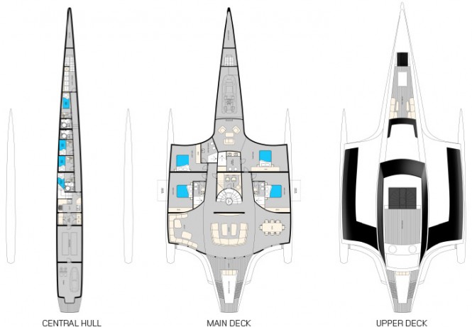 New luxury yacht 150 Sunreef Power Trimaran Concept - Proposed Layout New luxury yacht 150 Sunreef Power Trimaran Concept - Proposed Layout